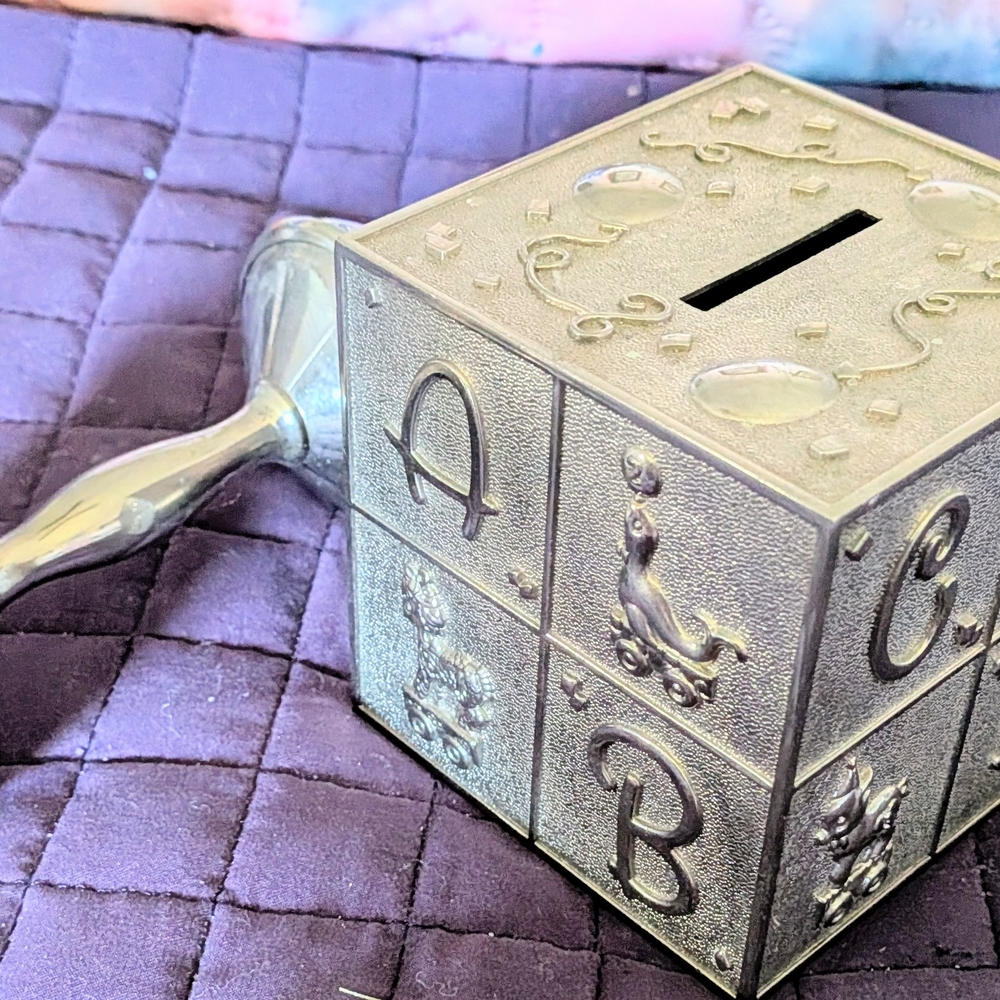 Vintage Silver Plated Baby Rattle By Elegance & Precious Moments  ABC Baby Bank